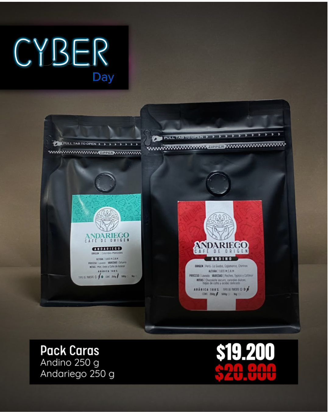 Pack Caras | Andino ( peru ) 250gr + Andariego ( Colombia ) 250gr