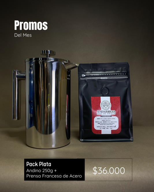 Pack Plata| Andino (peru) 250g + Prensa Francesa de Acero