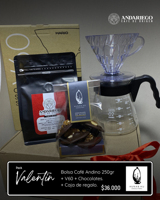 Pack Valentín | ANDINO  250gr + Kit V60+ Chocolates HUNAB KU.