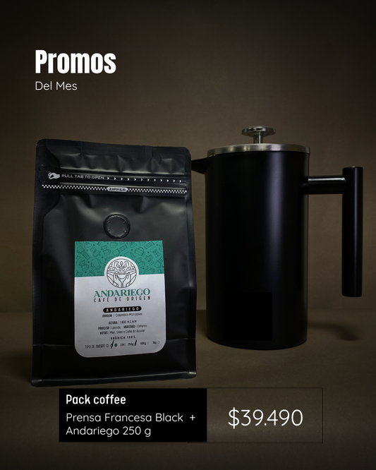 Pack Coffee | Andariego 250g + Prensa francesa Black con Termómetro.